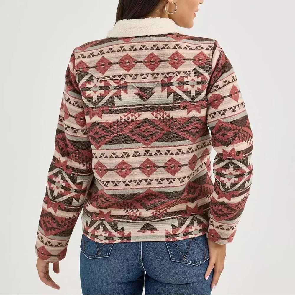 WOMEN'S WRANGLER® SHERPA LINED JACQUARD BARN JACKET - Picture 3 of 8